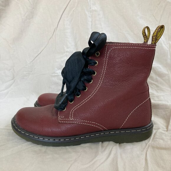 Dr Martens Felice Lace Up Boots- Maroon with ribbon laces - Picture 4 of 8
